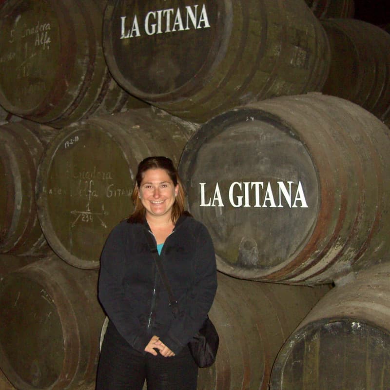 Becky during a sherry tasting in Jerez